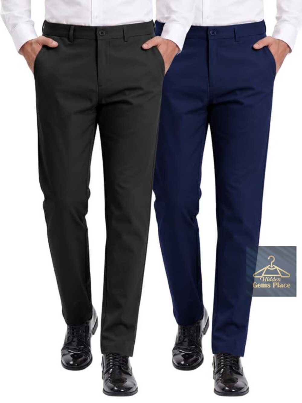 Men's Slim Fit Stretch Wrinkle Free Dress Pants Khaki Trousers